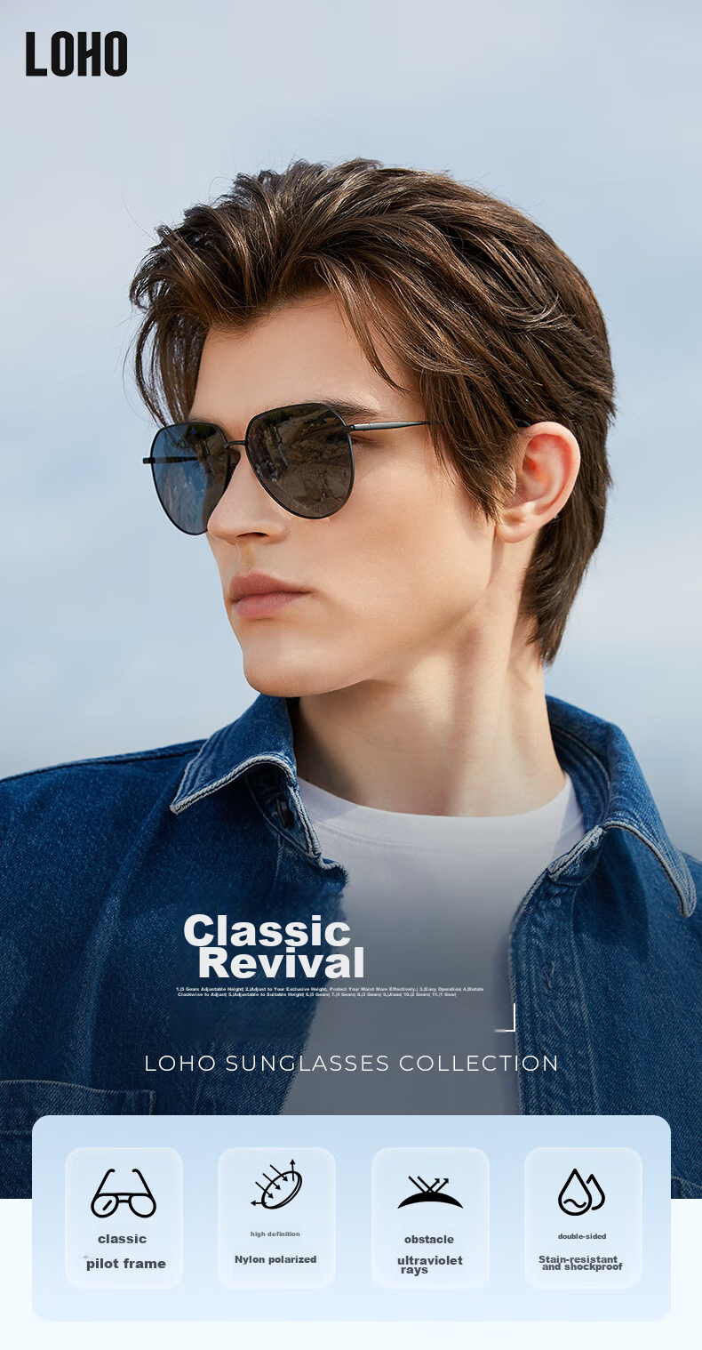 LOHO Polarized Sunglasses for Men And Women, Driving-Specific Aviator Sunglasses, Fishing UV Protection New Model 1