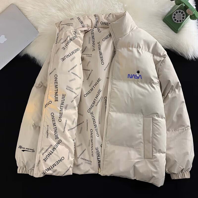 NASA MARVEL Cotton Jacket for Men, Winter Coat, Versatile Thick Warm Puffer Jacket, Reversible Couple's Outfit, Casual Cotton Coat 12