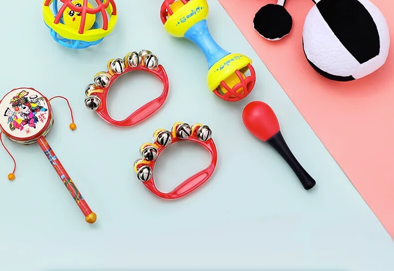 SHANGYUN Children's And Baby Toys, Newborn Toys for 0-1 Year Olds, Rattle, Small Hammer, Teether, Pacifier, Shaker Drum 2
