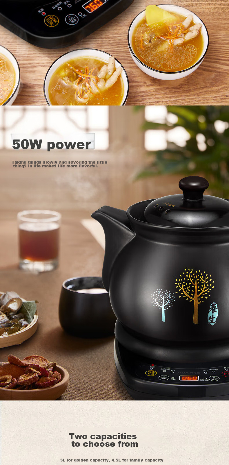 AUX Chinese Herbal Medicine Pot, Automatic Dual Decoction Function Electric Sand Pot, 3L Home Use Detachable Ceramic Chinese Herbal Medicine Pot, Hands-Free Decoction Health Pot HX-YS0301 17