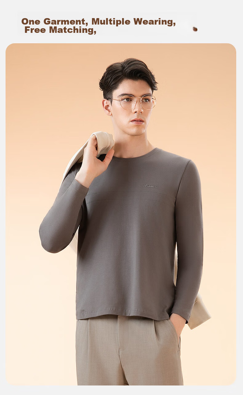 Fenteng Men's Thermal Underwear Autumn Winter Lightweight Stretch Basic Set Top and Bottom 12