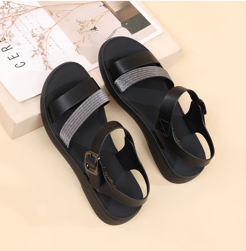 RED DRAGONFLY Soft Sole Leather Sandals Women Wedge Comfortable Beach Shoes WTK233812 6