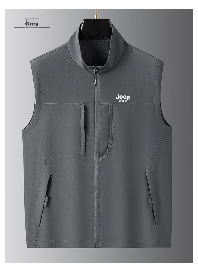 JEEP SPIRIT Men's Spring and Autumn Casual Sleeveless Vest Military Green XL 31