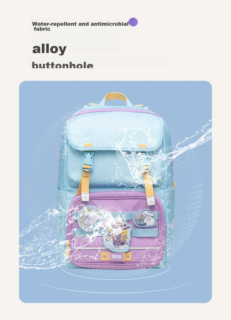 Yatoto Children's Backpack, Primary School Student Spine Protection And Load Reduction Backpack, Grades 1-3 Double Shoulder Bag Gift for Girls, Purple Cloud Fairy Rabbit 9
