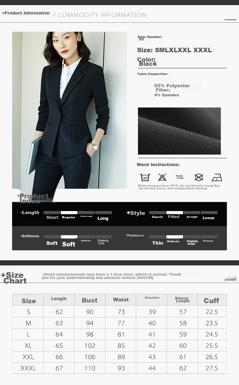 Quehou Spring And Autumn 2022 Fashion Casual Blazer Women's Professional Work Uniform Interview Formal Suit Jacket, Black, Size S 10
