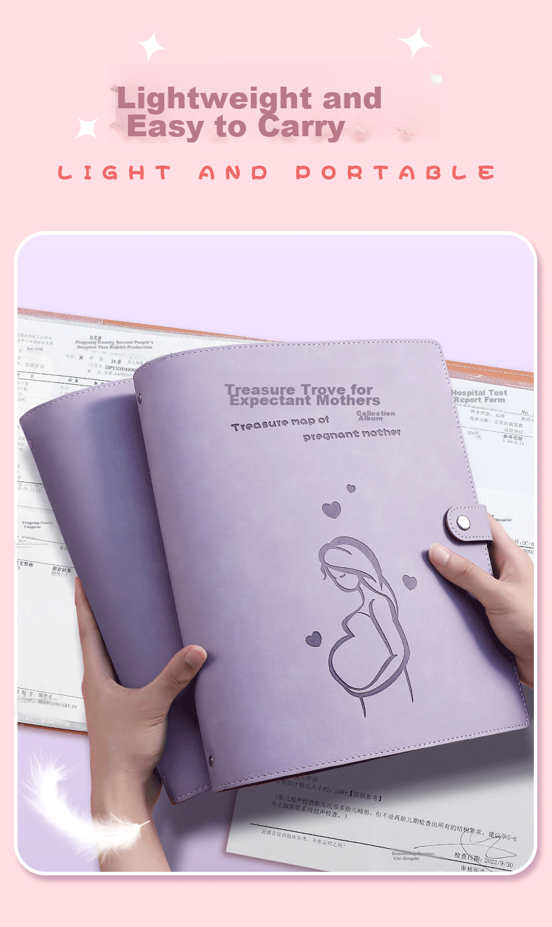 SIMAA Pregnancy Check-Up Organizer A4 A5 Prenatal Report Folder Document Storage Bag Pregnancy Loose-Leaf Record File Portable Ultrasound Examination File Folder Lavender Purple 9