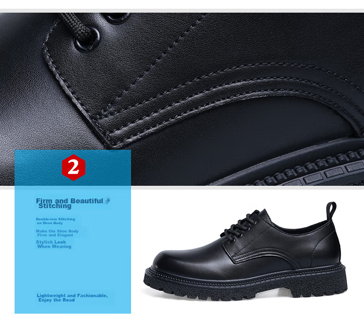 Poitulas Men's Lace-Up Dress Shoes, Business Casual Formal Shoes with Thick Soles, Derby Shoes for Men, Wear-Resistant, 6128 Black, Size 39 5