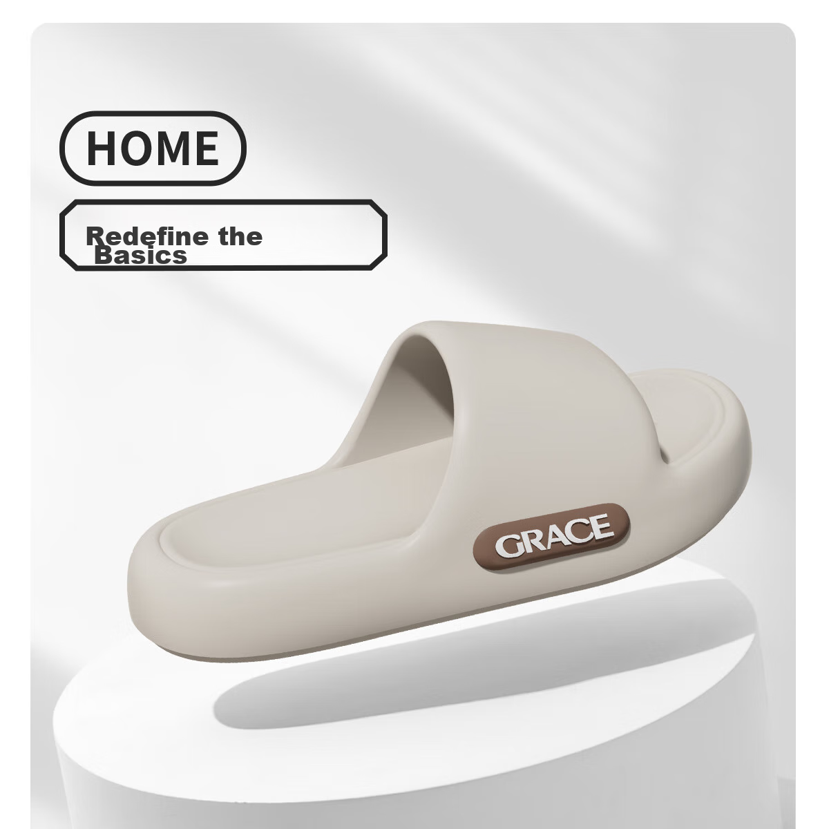 Grace Slippers for Men, Summer Home Use, Squishy EVA Thick-Soled Bathroom Shower Non-Slip Odor-Resistant Soft Elastic Sandals 15