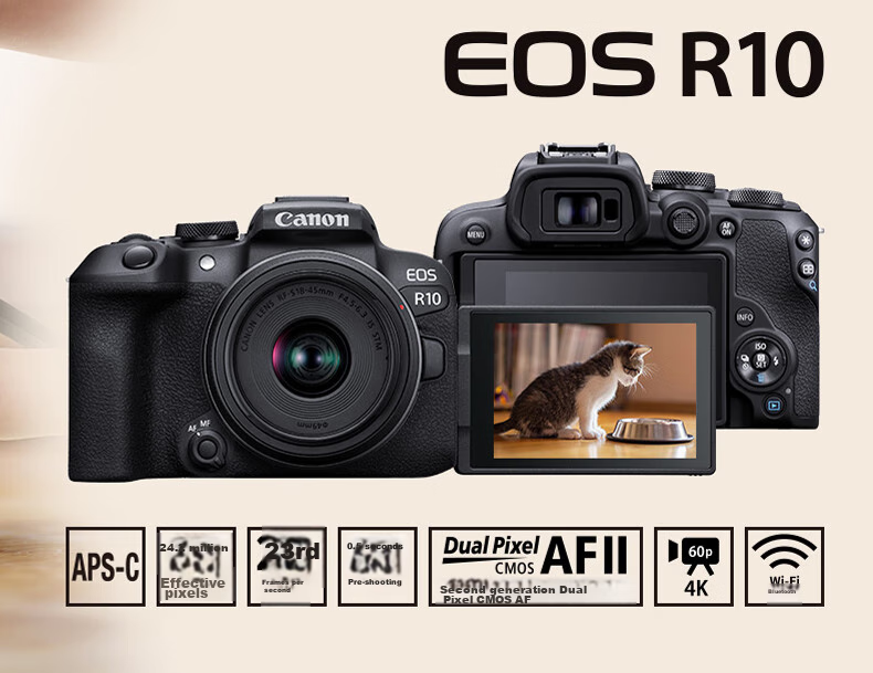 Canon EOS R10 Lightweight High-Performance Mirrorless Camera 4K Vlog Video Live Streaming Home Travel Camera RF-S 18-45mm Lens Kit Travel Fun Package 5