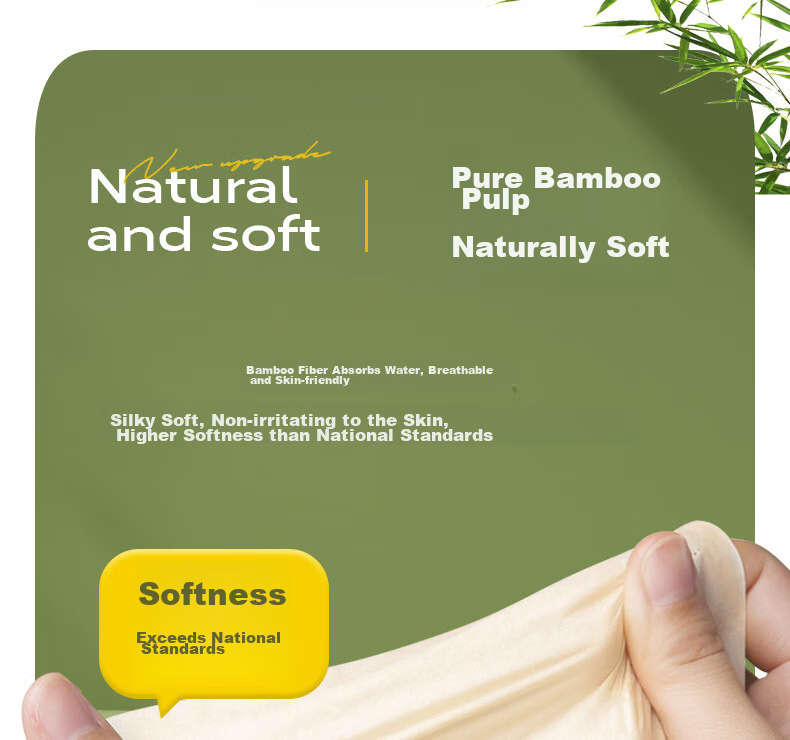 Wuro Natural Color Facial Tissues, Bamboo Pulp Paper, 4-Ply, 115 Sheets*20 Packs, XL Size, Large-Size Tissues, Toilet Paper, Napkins, Whole Box 18