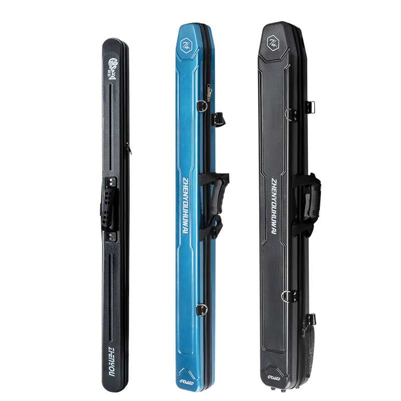 Grsaed Fishing Rod Bag, Portable Tackle Bag, Fishing Bag, PC Hard Shell, Wear-Resistant, Waterproof Fishing Rod Bag, Cool Black, 125*6cm