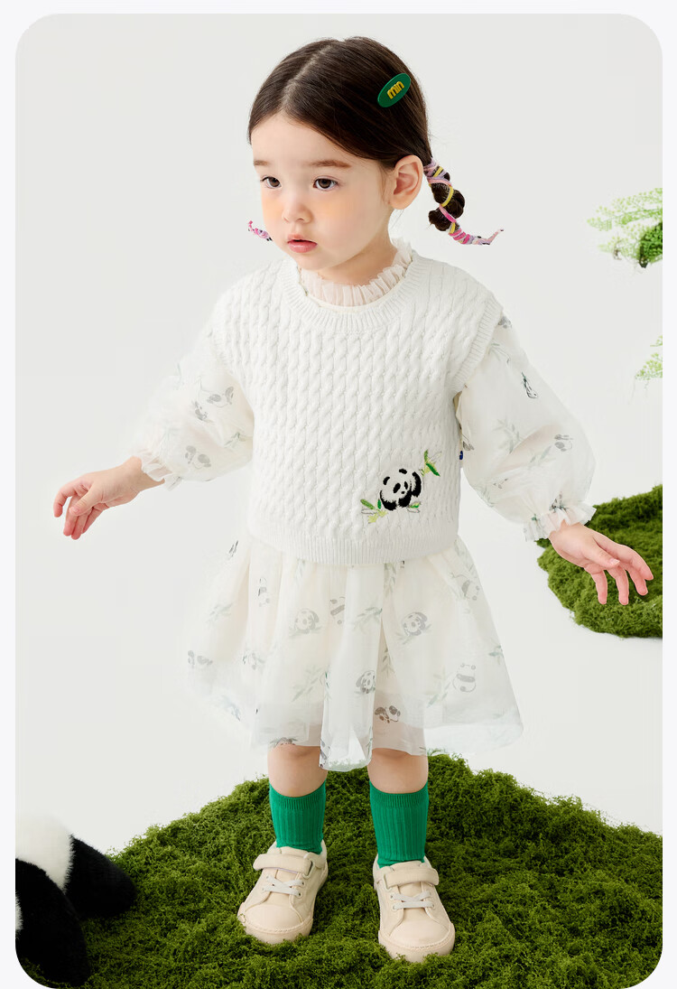 Minibala Girls' Tulle Dress Set with Soft Knitted Vest, Sweet Baby Outfit 7