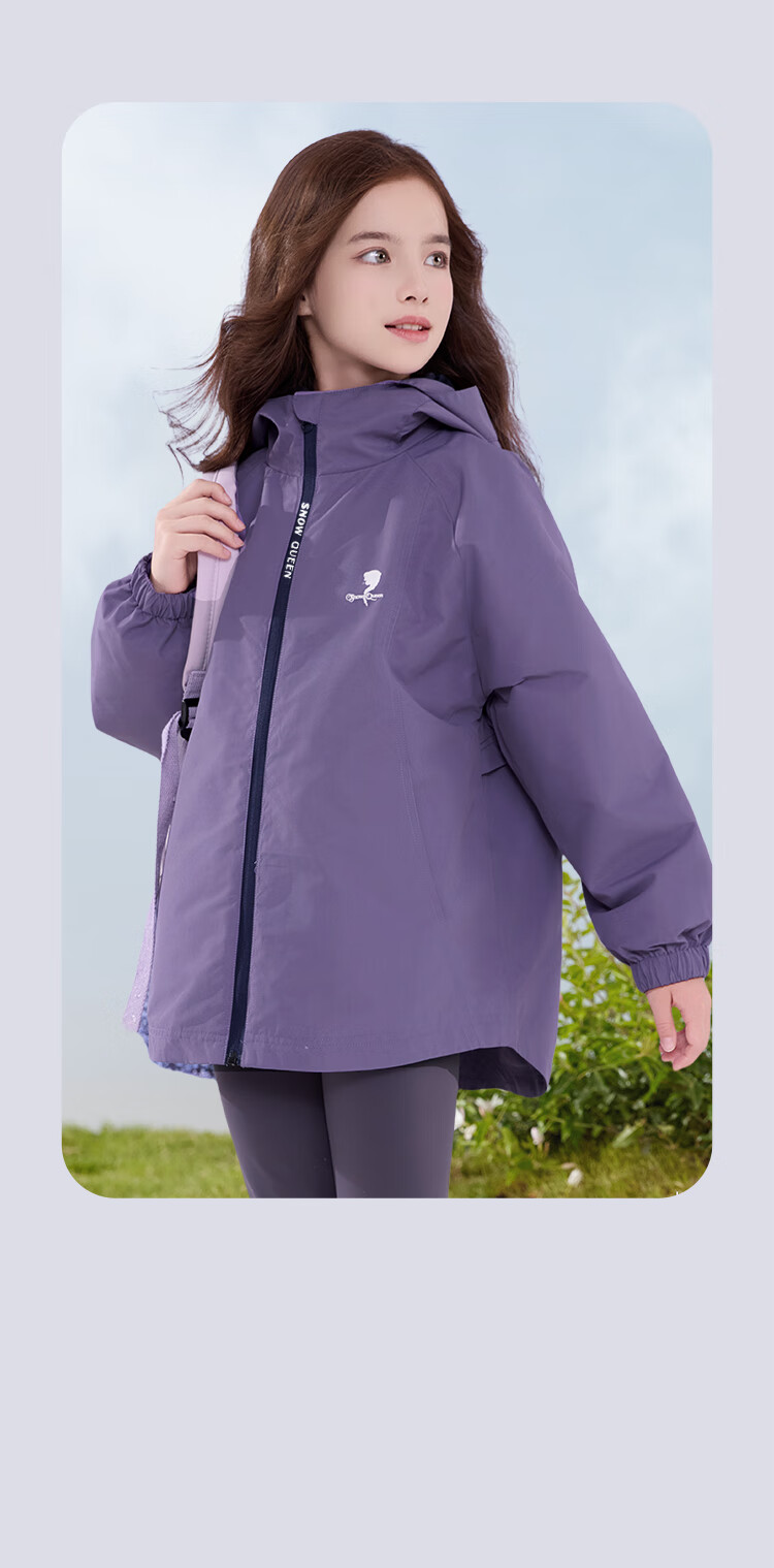 Disney Girls' Windbreaker Jacket, Autumn And Winter Children's Outdoor Windproof Coat, Detachable Three-In for Older Kids, 84050 Navy Blue, Size 130 17