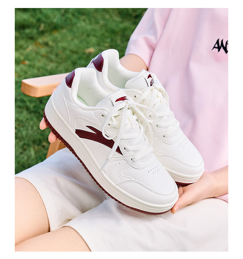 Anta Origin Year 2.0 Women's Thick-Soled Skate Shoes Casual White Sneakers Retro Trendy Height-Increasing Sports Shoes for Students Couples 4