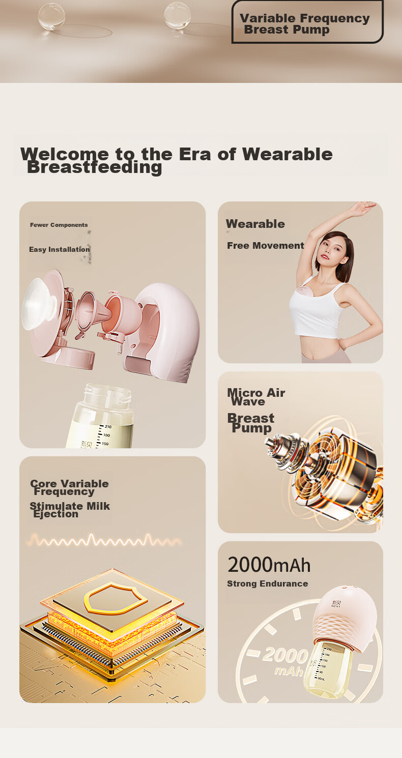 Xenbea Wearable Breast Pump with Bottle 8113-1 3