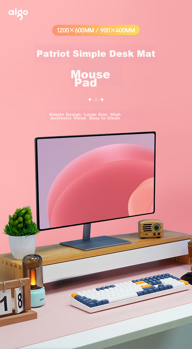 Aigo M5 Black Mouse Pad Large Size PU Leather Desk Mat Non-Slip Velvet Base for Computer Office Desktop Pad (900*400mm) 1