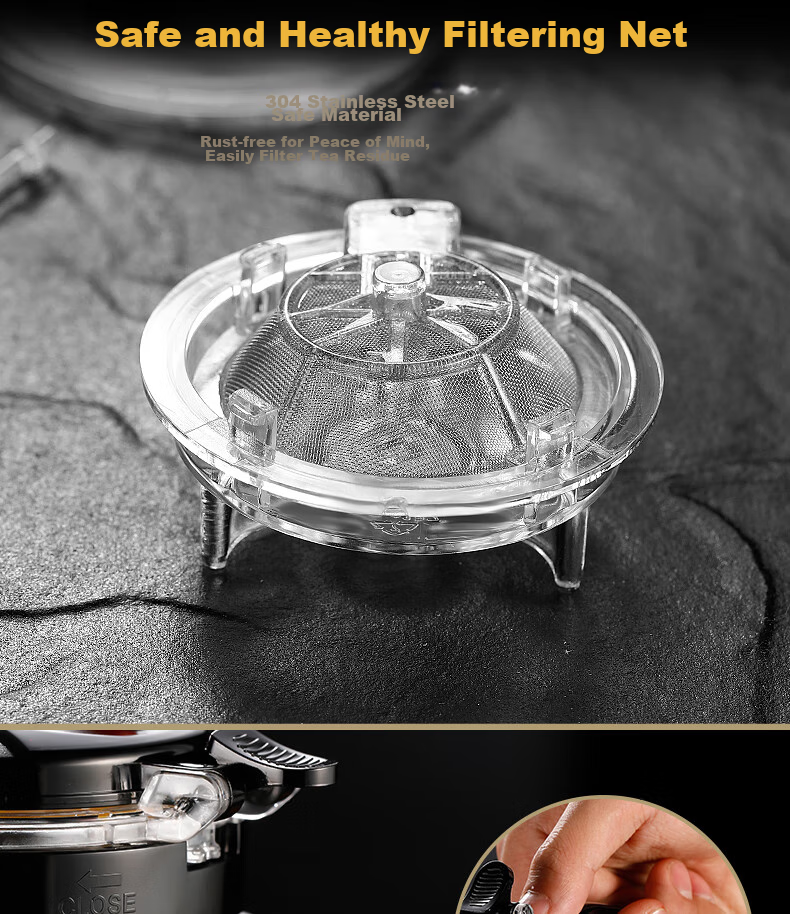 Ranye Glass Teapot with Heat-Resistant Cup, Press-Type Tea Infuser with Separate Compartments, 1000ml Simple Filter Tea Pot SY1000 13