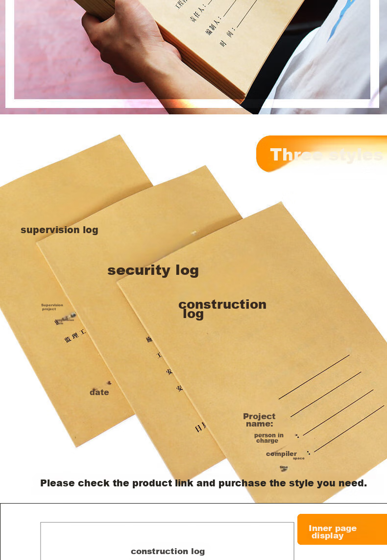 Elifo Construction Log Notebook, Pack of 10, A5 Size, Record Book Diary, Construction Site Engineering Work Enterprise Unit Safety Officer Progress Notes 8