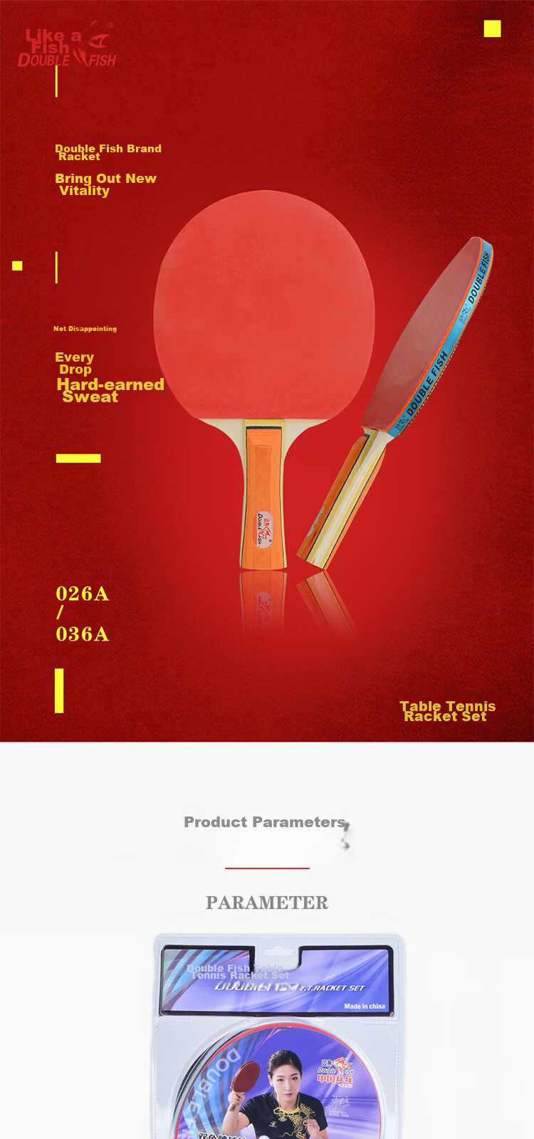DOUBLE FISH Eight-Star Long Handle Table Tennis Racket with Horizontal Grip, Professional-Grade Camphor Wood Carbon Fiber Double-Sided Reverse Rubber, DOUBLE FISH Table Tennis Paddle 8A+C 1
