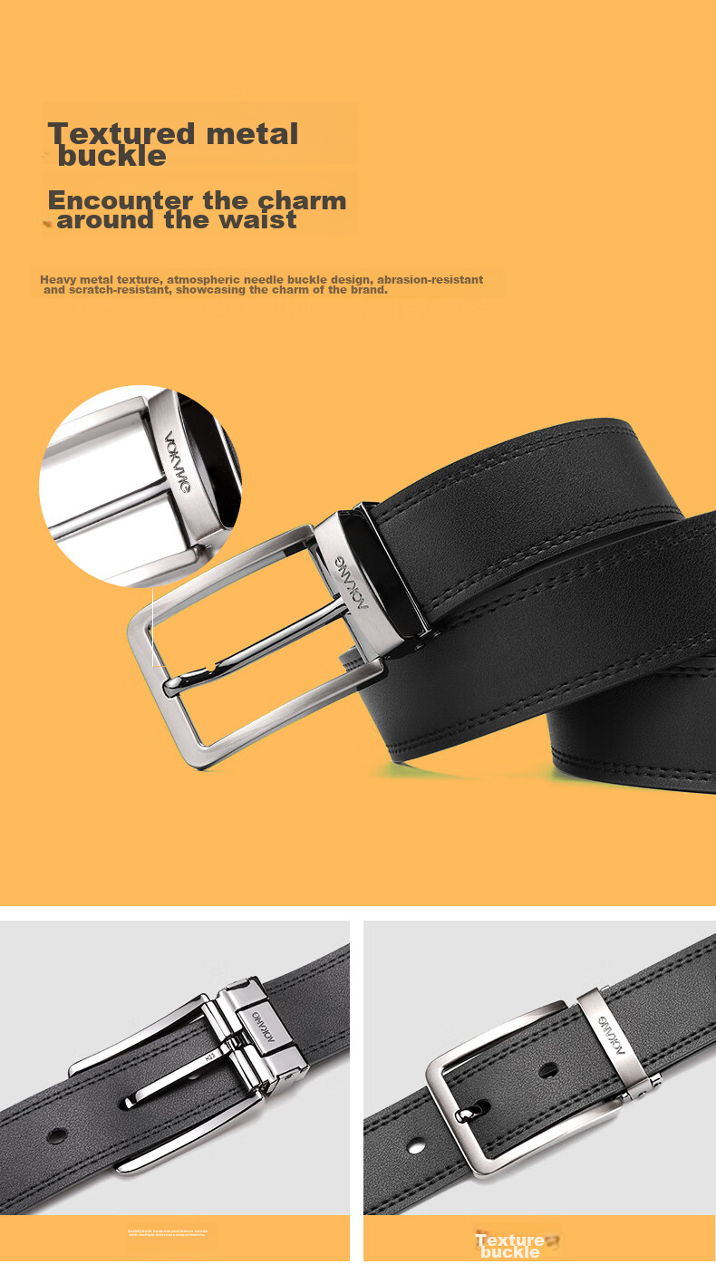 Aokang Men's Leather Belt, Business Pin Buckle Waistband, Casual Trouser Belt, Birthday Gift for Husband 5