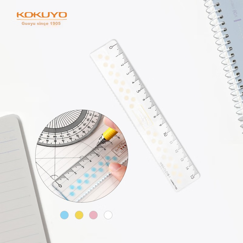 Линейка KOKUYO Pastel Cookie Acrylic Wave Ruler, 15 см, прозрачная, пластиковая, случайный цвет