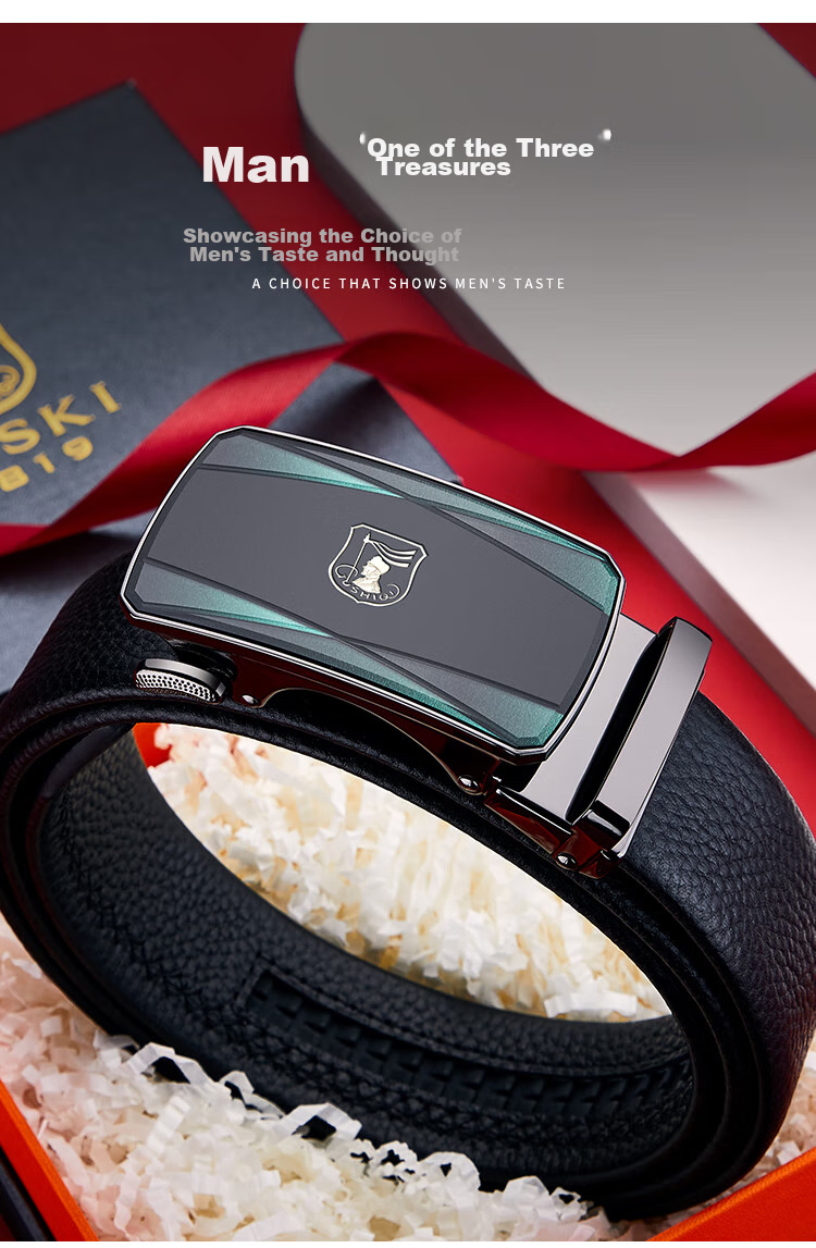 GUSKI Brand Men's Leather Belt with Automatic Buckle, Waist Belt Gift Box, Birthday Present for Boyfriend Or Husband 11