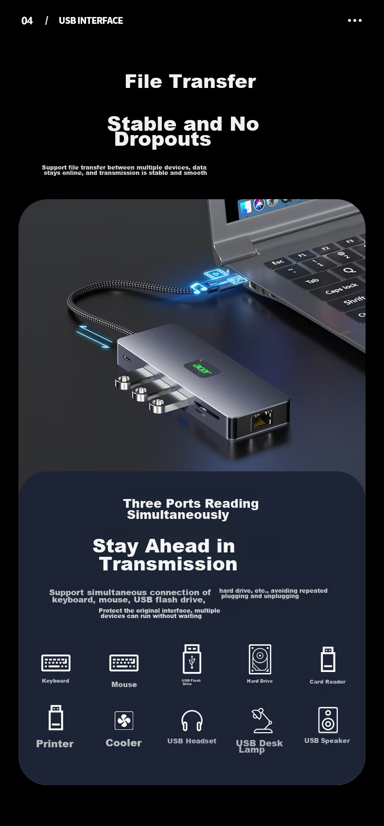 Acer Multi-Functional Expansion Dock USB-C to HDMI Converter Compatible with MacBook, 4K60Hz Screen Mirroring, VGA Audio Gigabit Ethernet Port Hub Expansion Dock 6