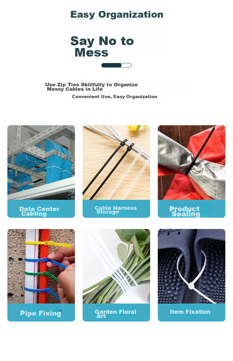 Jiuqiangu Self-Locking Nylon Cable Ties, Wire Management Straps, Computer Assembly, Gardening Cable Organization, Desktop Wire Management Bundling Straps, National Standard, 3.6*200mm, Black, 500 Pieces/pack, 1412 3