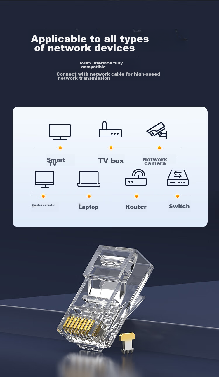 CHOOSEAL (CHOSEAL) Cat6 Unshielded Crystal Head RJ45 10Gbps Engineering-Grade Network Connector Cat6a Computer 8P8C Ethernet Cable Connector 50-Pack QS9095Z50 11