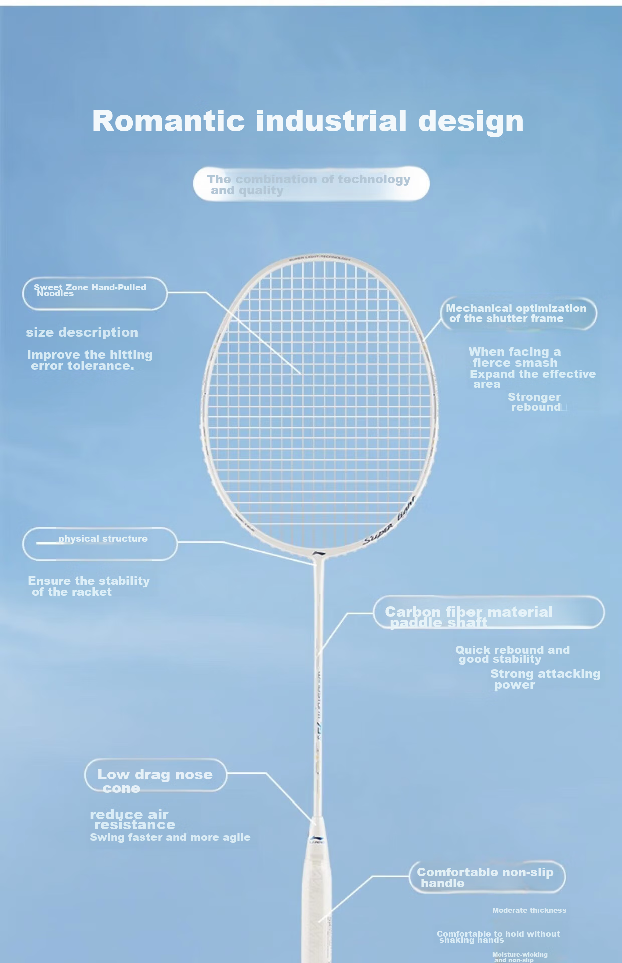 Li-Ning Badminton Racket Storm 79, Full Carbon High Weight WS79 Ultra-Light 5U Black Unstrung Racket, Single Racket AYPT449-5 3