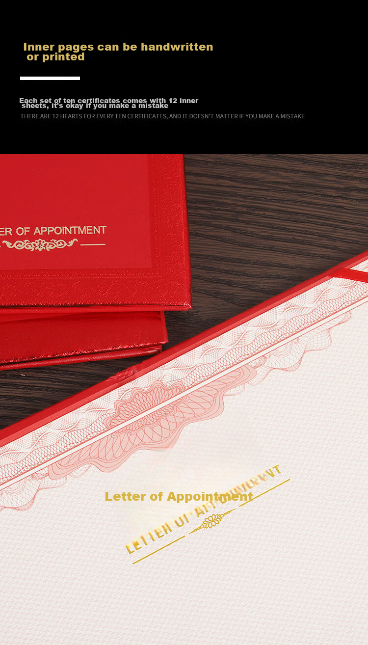 TANGO Office (TANGO) 10-Pack 12K Appointment Letter And Certificate Set, Glossy Gold-Stamped Award Style, Appointment Letter Cover for Company Employee Awards And Certificates, Includes 12 Inner Pages 3