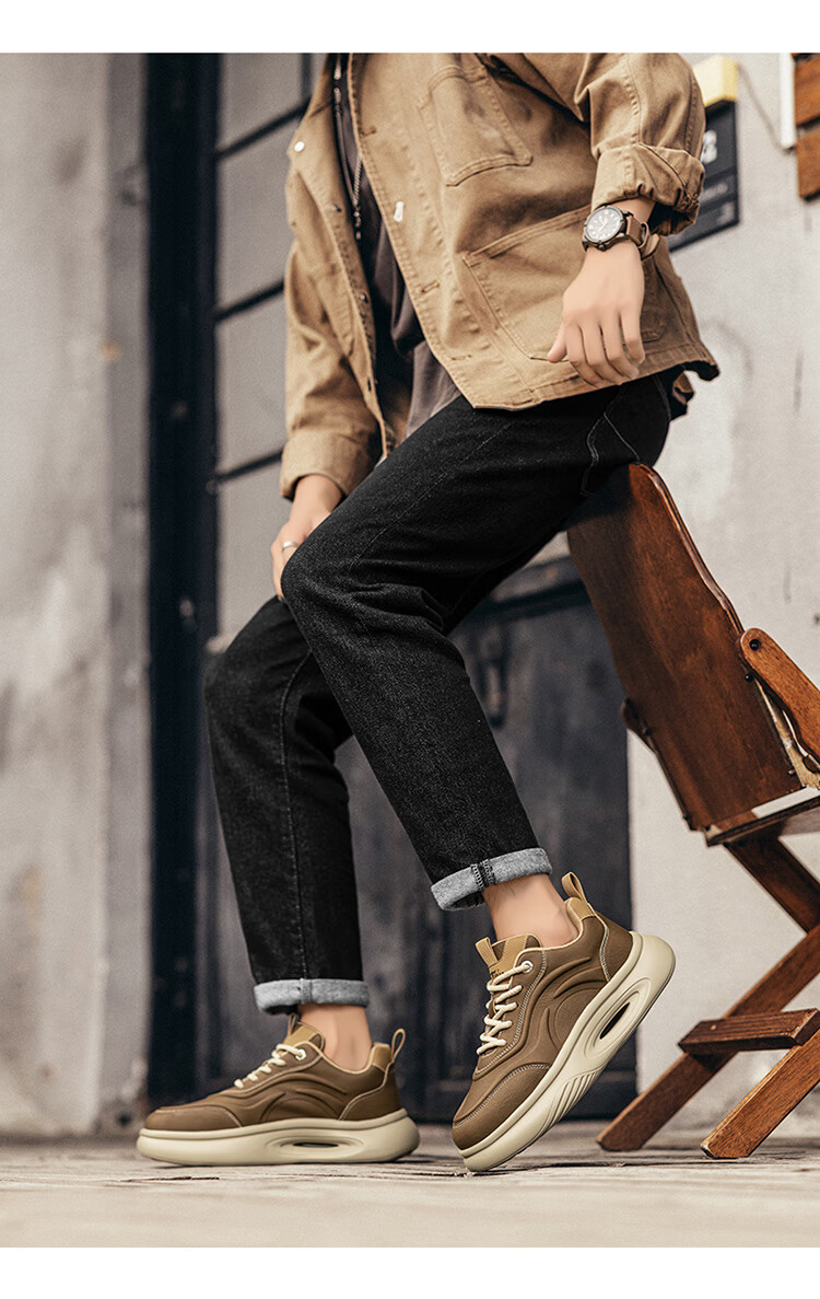 Bull Family Men's Shoes 2026 Spring New Trendy Fashion Durable Casual Soft Sole Height Increasing Versatile Sports Shoes 7