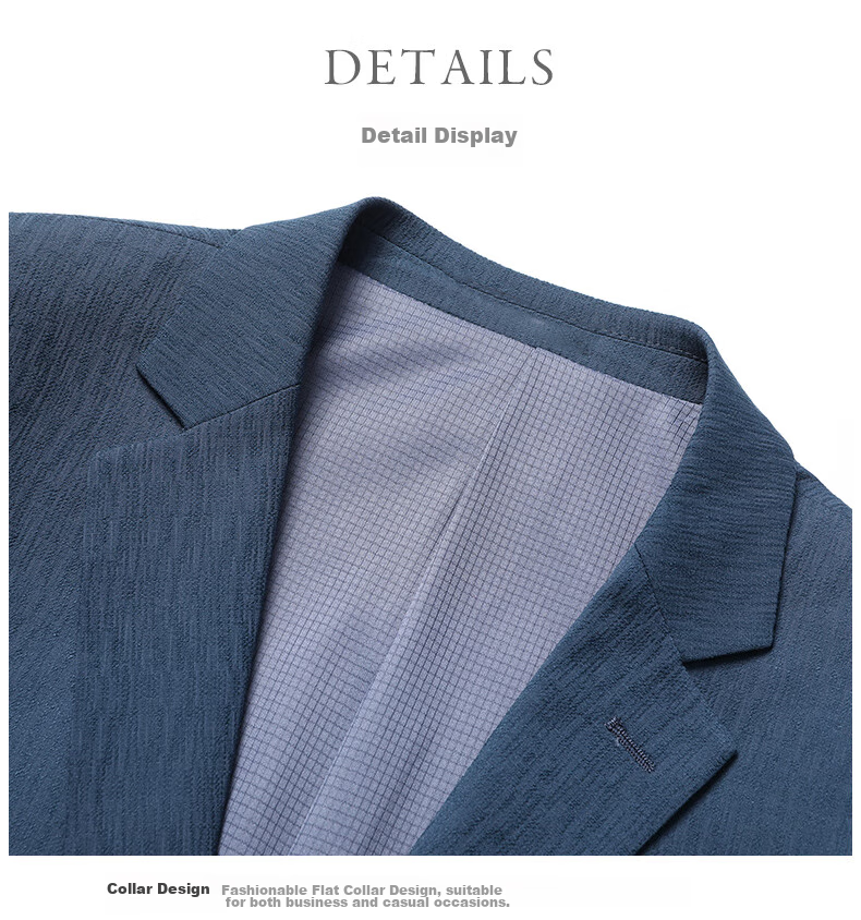 FIRS Easy-Care Men's Suit Jacket, Spring And Autumn New Style Simple Casual Blazer for Men, Blue, Size 170 20
