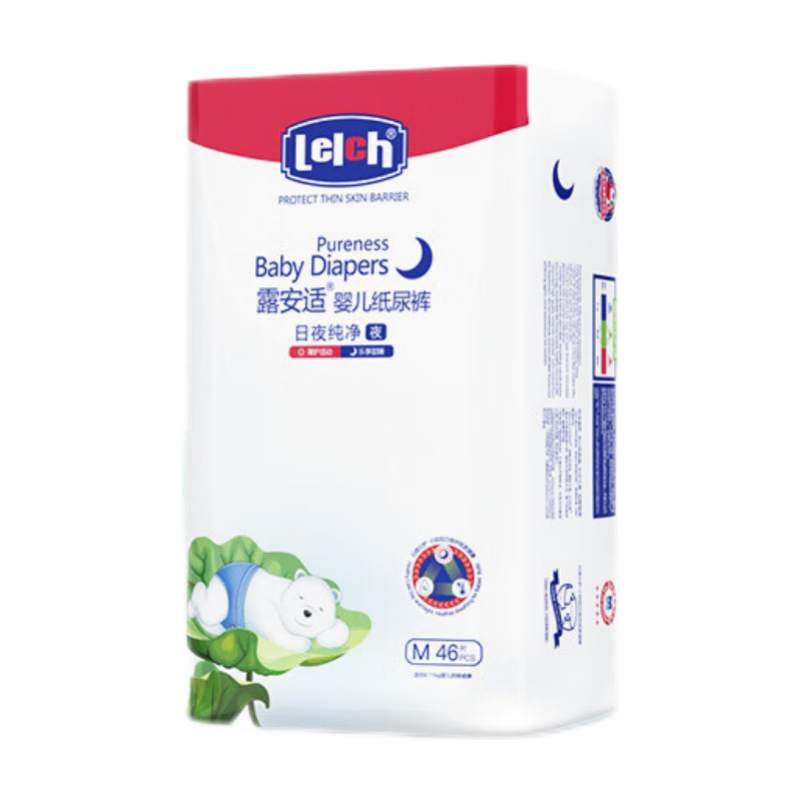 Lelch Day And Night Pure Diapers, M Size, 46 Pieces (6-11kg), Night Use, Ultra-Thin for Summer, Baby Diapers