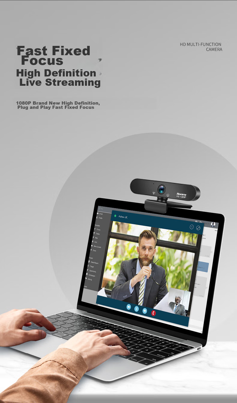 Newmine Computer Webcam with Microphone, HD Live Streaming 1080P Wide-Angle USB Webcam for Desktop, Laptop, External Camera for Home Video Calls, Meetings And Office Use 4