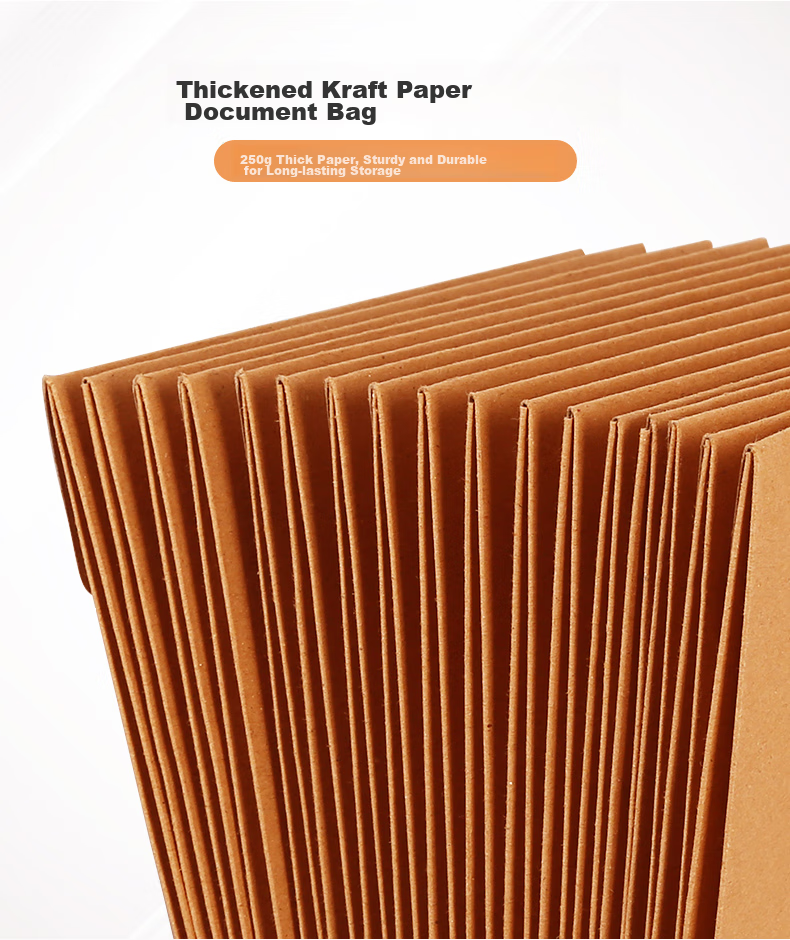 SIMAA 20 Mixed Pulp 250g Kraft Paper File Folders, Thickened with 4cm Side Width, Document Folders for Bids And Contracts, File Storage Pouches, 6608 1