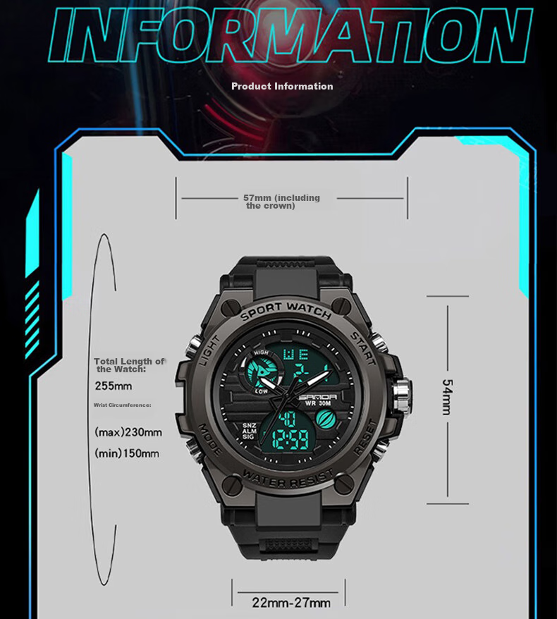 ABORNI Black Knight Watch for Men, Waterproof, Suitable for Middle And High School Students, New Year's And Valentine's Day Gift for Boyfriend Or Husband 10