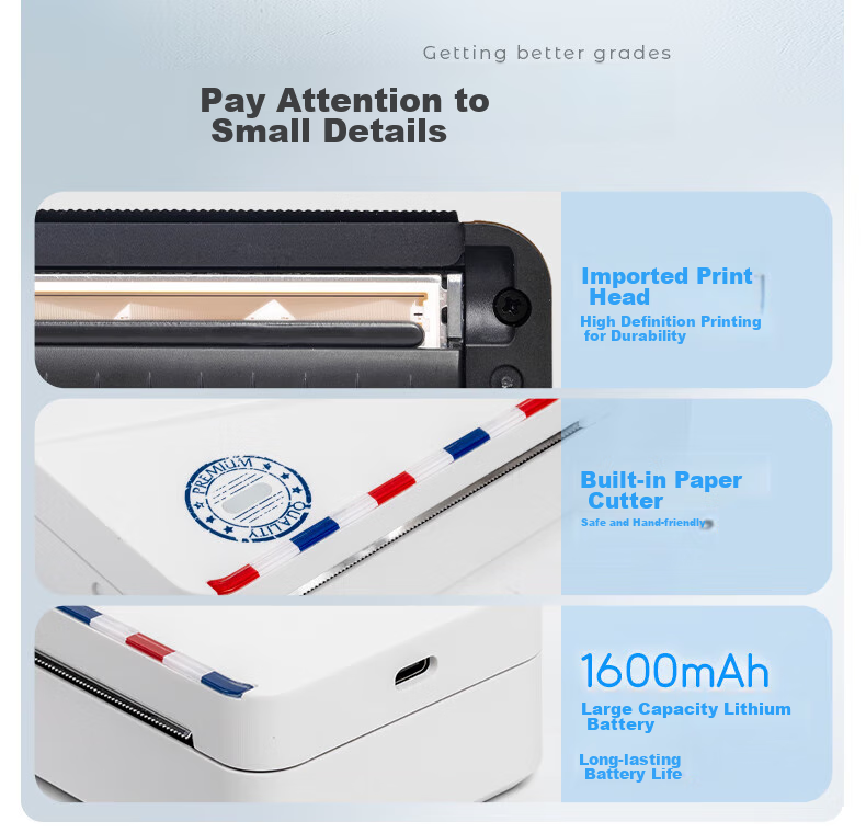 MR.IN M04AS 4-Inch Extra Wide Ultra-Clear Error Correction Printer, Compact Mini Bluetooth Thermal Learning Printer for Home Use, Student Homework Error Correction Organizer 8