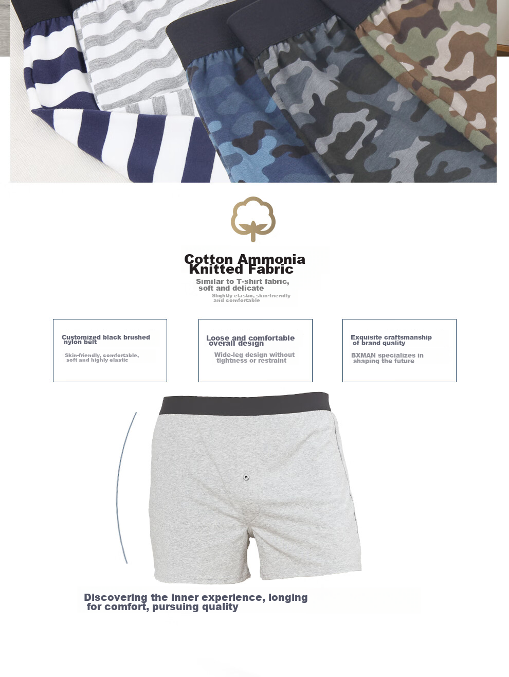 BXMAN Loose Men's Underwear, Boxer Briefs, Cotton Knit Elastic Aro Pants, Plus Size, EK08 170M 2