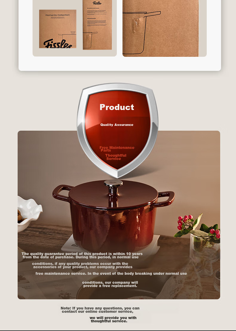Feishile German Moments Cast Iron Pot, Stew Pot, Small Soup Pot for Home Use, 20 Cm Cast Iron Pot - Burgundy Red 27