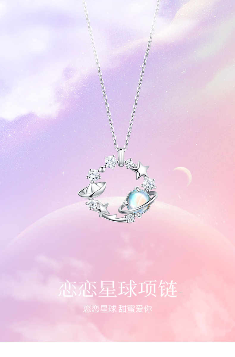Fanci Romantic Planet Necklace for Women with Silver Planet Pendant, Luxurious High-End Birthday Gift for Girlfriend 1