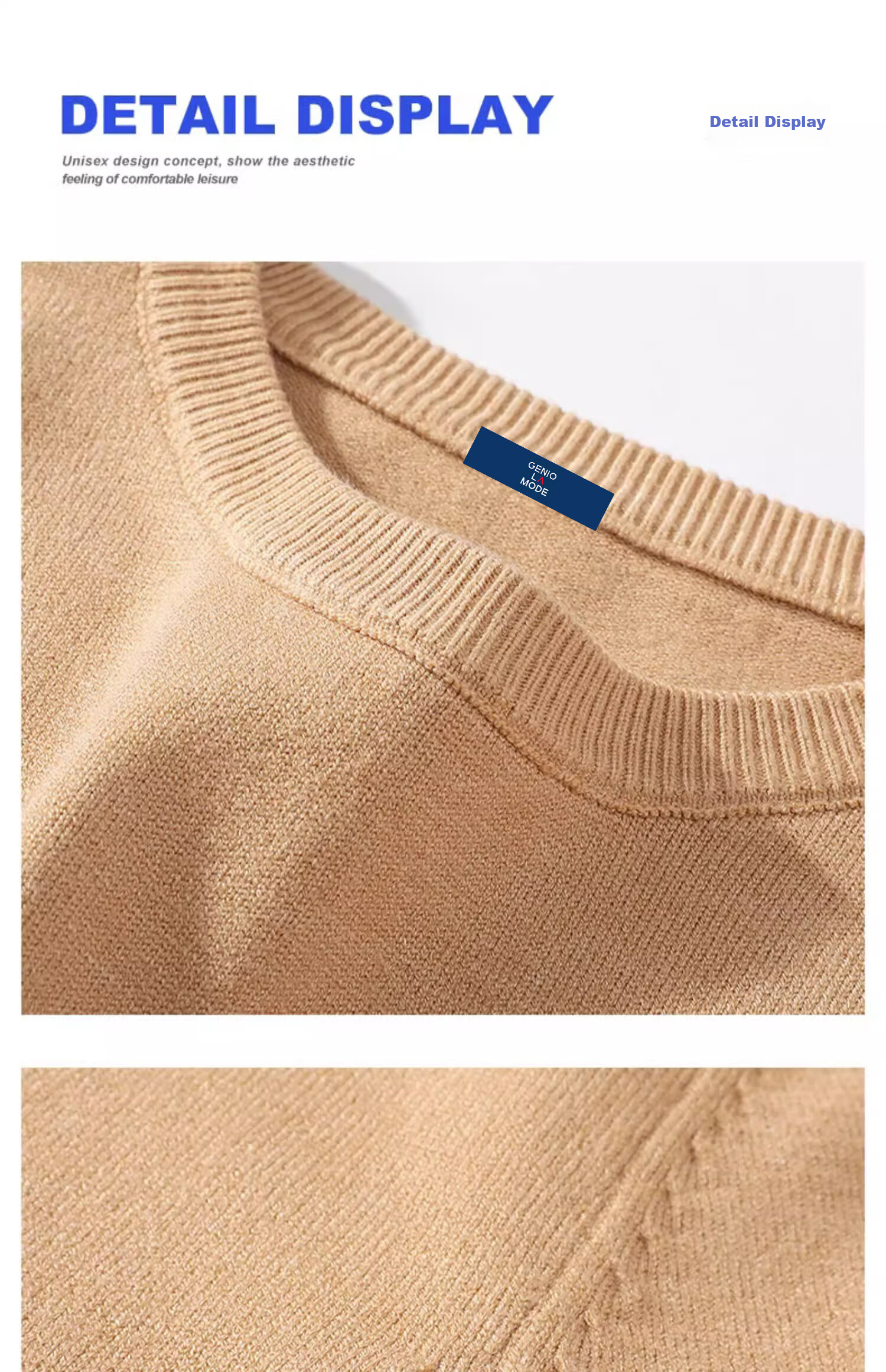 GENIOLAMODE [Aorui Peng Endorsed] Men's Sweater, Winter Warm Round Neck Base Layer Inner Wear Knitted Sweater, Khaki, 3XL 10