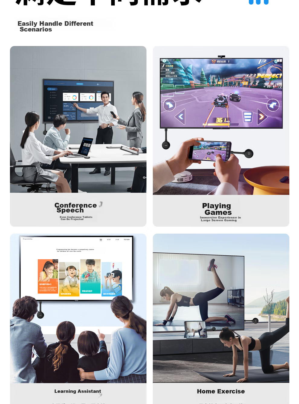 BOEGAM Wireless HDMI Screen Mirroring Receiver for Mobile Phones Home Use HD Audio Video Live Streaming Compatible with Apple Android Huawei Xiaomi Phones TV Projector BG-1S 12
