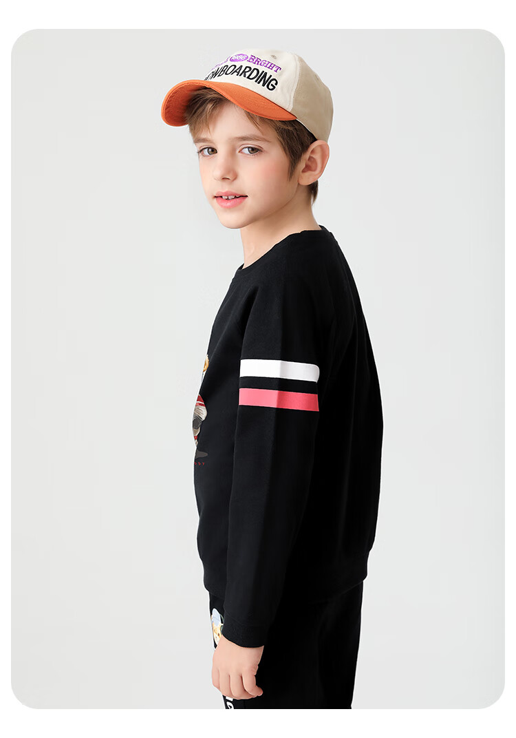 Classic Teddy Children's Sweatshirt, Boys And Girls Round Neck Top, for Older Kids, Autumn Wear, Navy Blue, Size 130 12