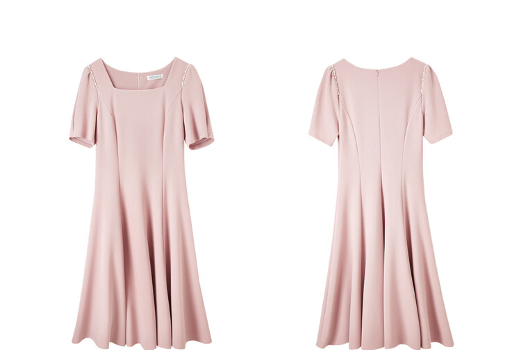 Sentubila Short-Sleeve Dress for Women, Summer Fashion Commuter Mid-Length A-Line Dress with Beaded Waist, Slimming Effect, Black, M 16