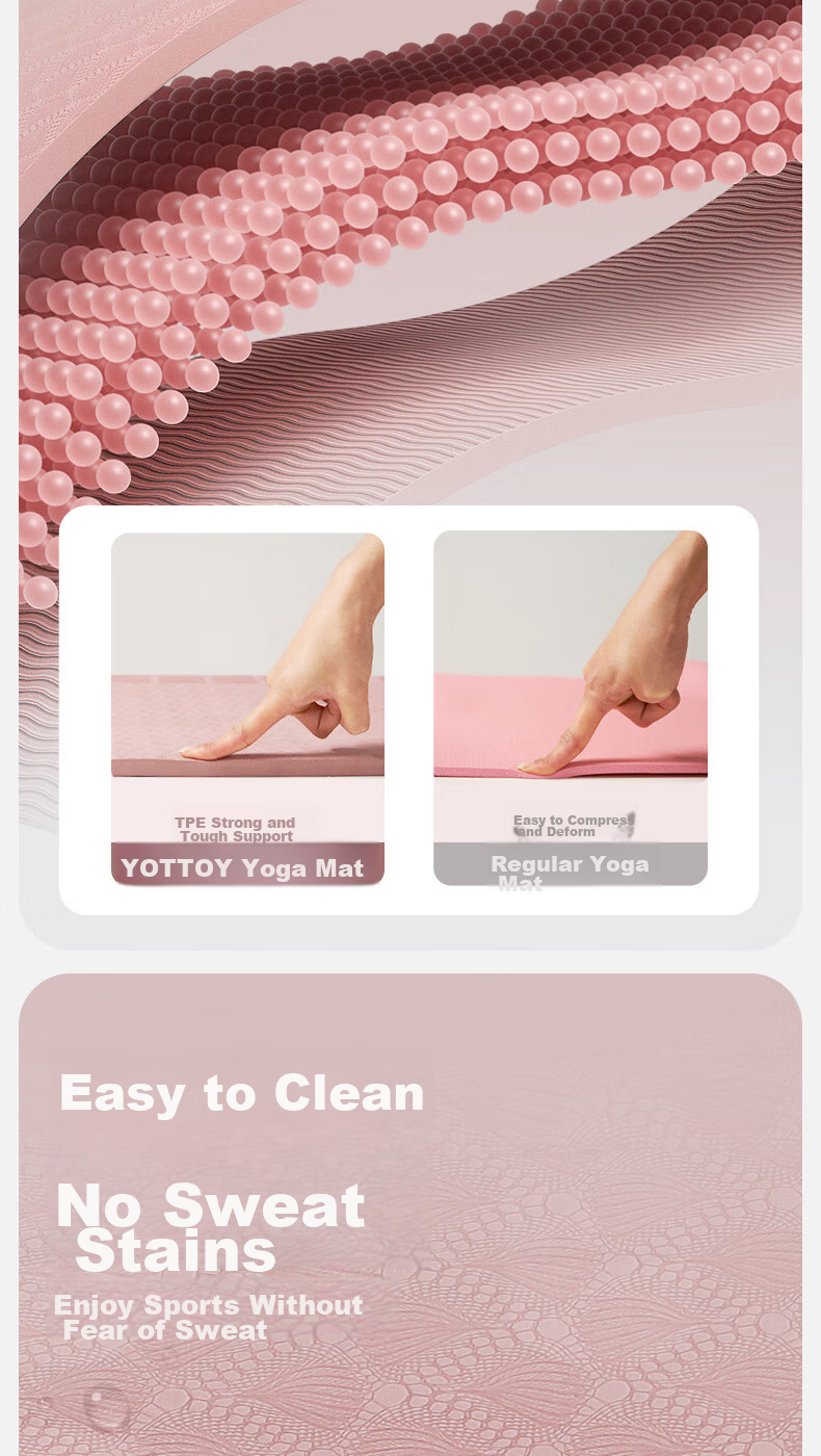 Yottoy Yoga Mat Fitness Mat Thickened Widened Extended Non-Slip 200*100cm Exercise Training Mat for Men And Women 8mm 16
