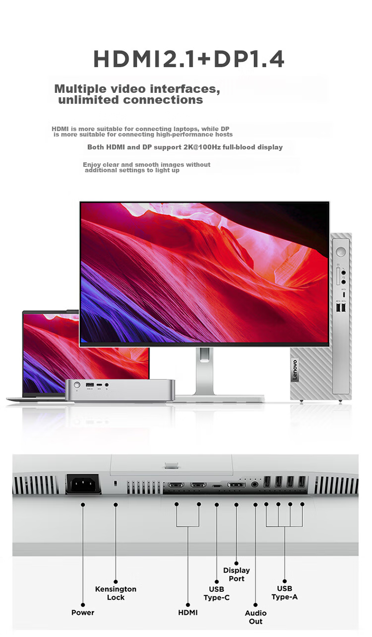 Lenovo 23.8-inch Full HD 100Hz Native 99% sRGB Professional Color Gamut Three-Sided Narrow Bezel Office Monitor L24-4e 11