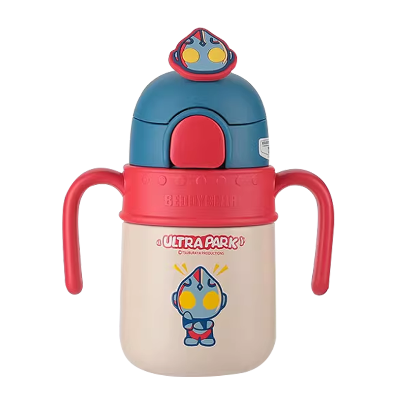 BEDDYBEAR Children's Insulated Cup with Straw, Handle And Strap Dual-Use, Kindergarten And Student Water Bottle, 400ml Diga Light