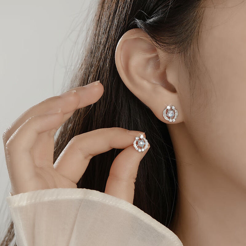 MANHE S999 Sterling Silver Stud Earrings for Women, New 2026 Style, Birthday Gift for Wife Or Girlfriend
