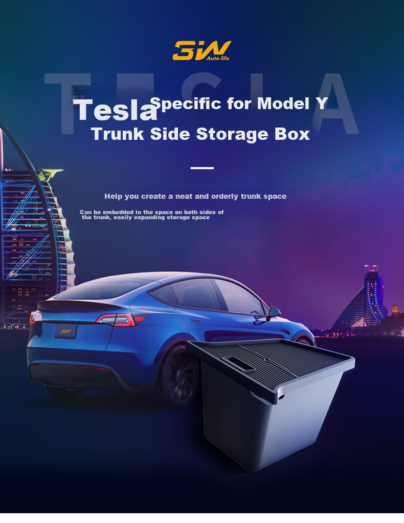 3W Auto-life Magnetic Storage Box for Tesla Model Y/3, Compatible with Older Models, Under-Screen Organizer, Center Console Storage, Tissue Holder 1